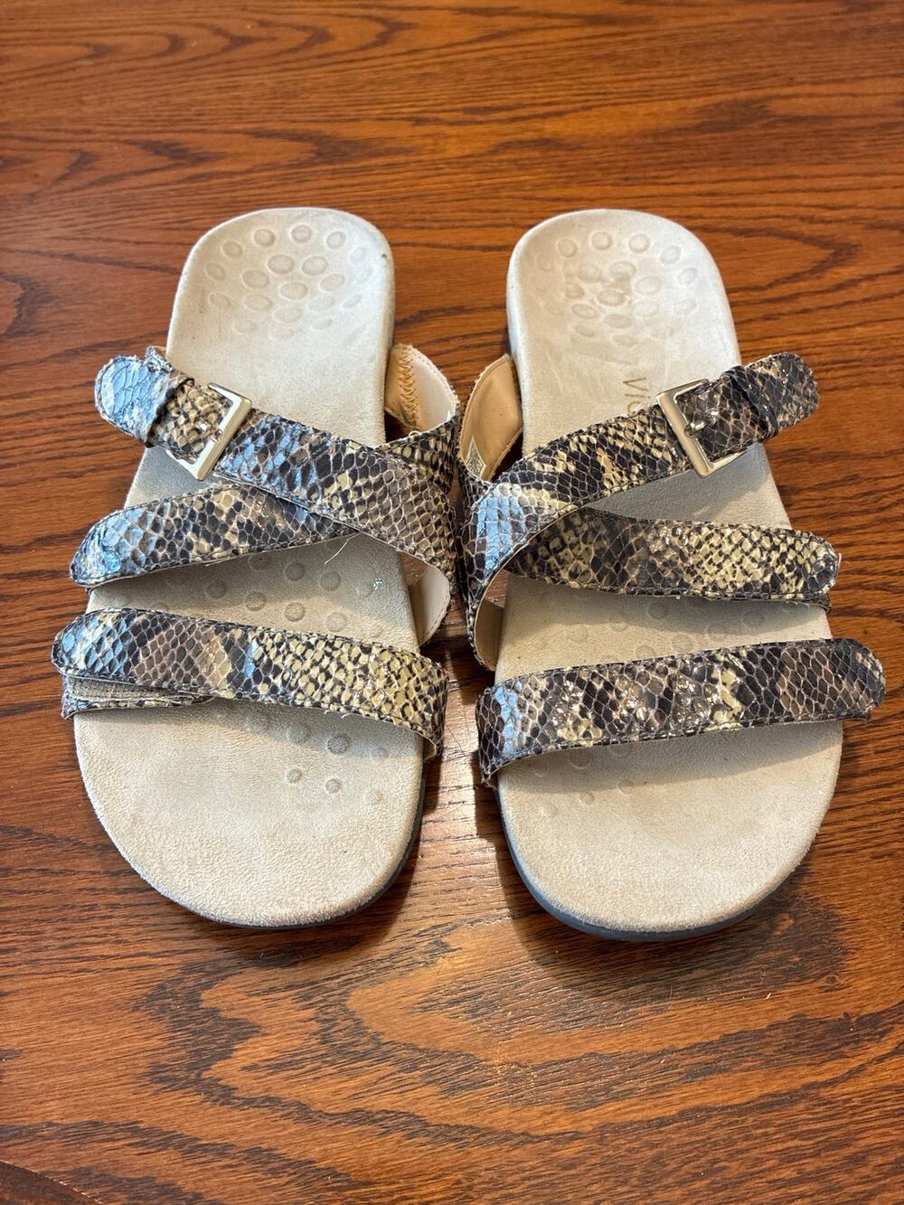 Vionic Women's Kira Slides Sandals Strappy Snake Print Size 10